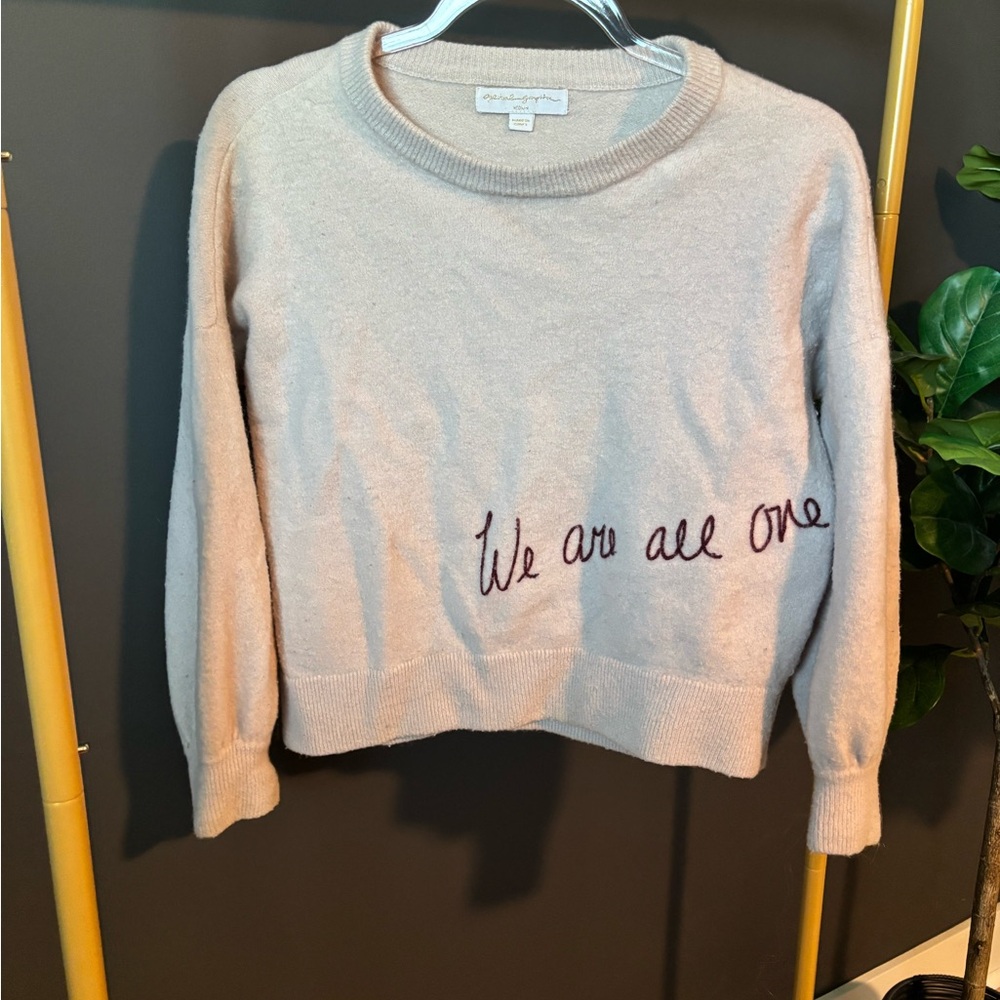 Spiritual Gangster Women's Cream Sweater with Embroidered Text